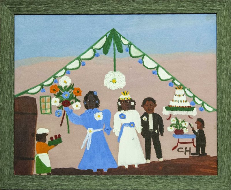 Clementine Hunter’s bold sense of color and thematic vitality show in Wedding, painted in the 1950s. Seventy-four works by the acclaimed self-taught painter, also known as the Black Grandma Moses, are at the South Arkansas Arts Center through Oct. 31.