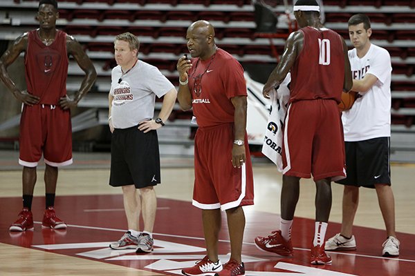 Arkansas head basketball coach Mike Anderson during practice Tuesday October 7, 2014 at Bud Walton Arena in Fayetteville.