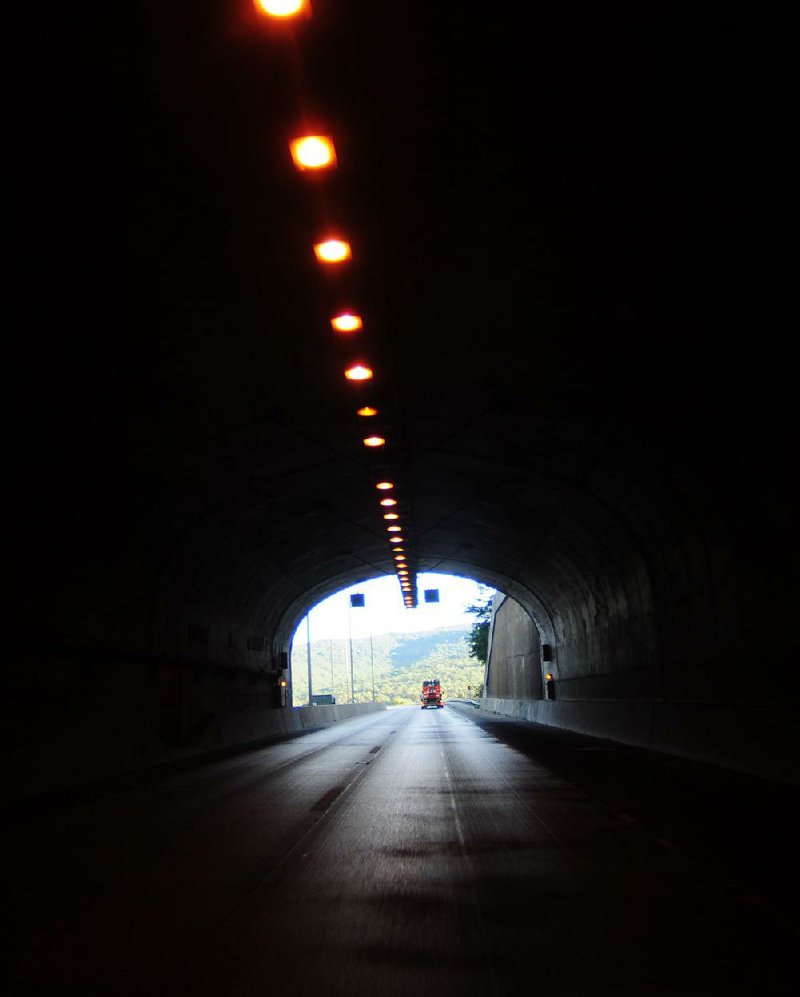 NWA Media/Spencer Tirey -  Traffic is seen, Thursday Oct. 16, 2014, exiting out north side of the Bobby Hopper Tunnel on I-49.