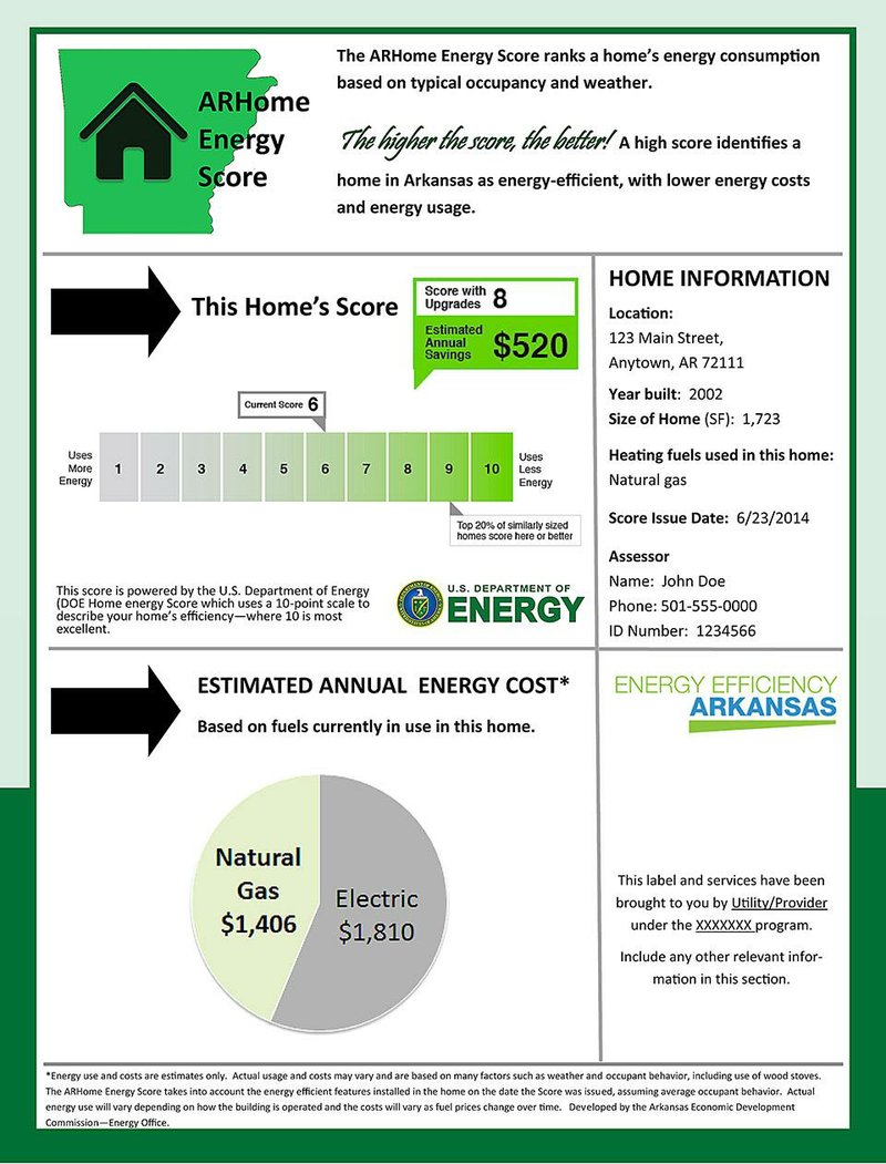 Special to the Arkansas Democrat-Gazette - 10/16/2014 - A draft of the Arkansas Economic Development Commission's Energy Score for homes.