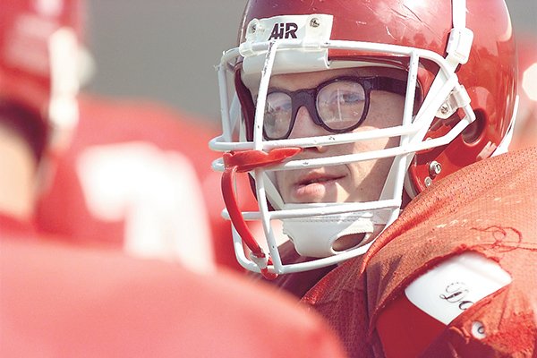 Arkansas offensive lineman Brandon Burlsworth watches during practice Aug. 21, 1998 in Fayetteville. 