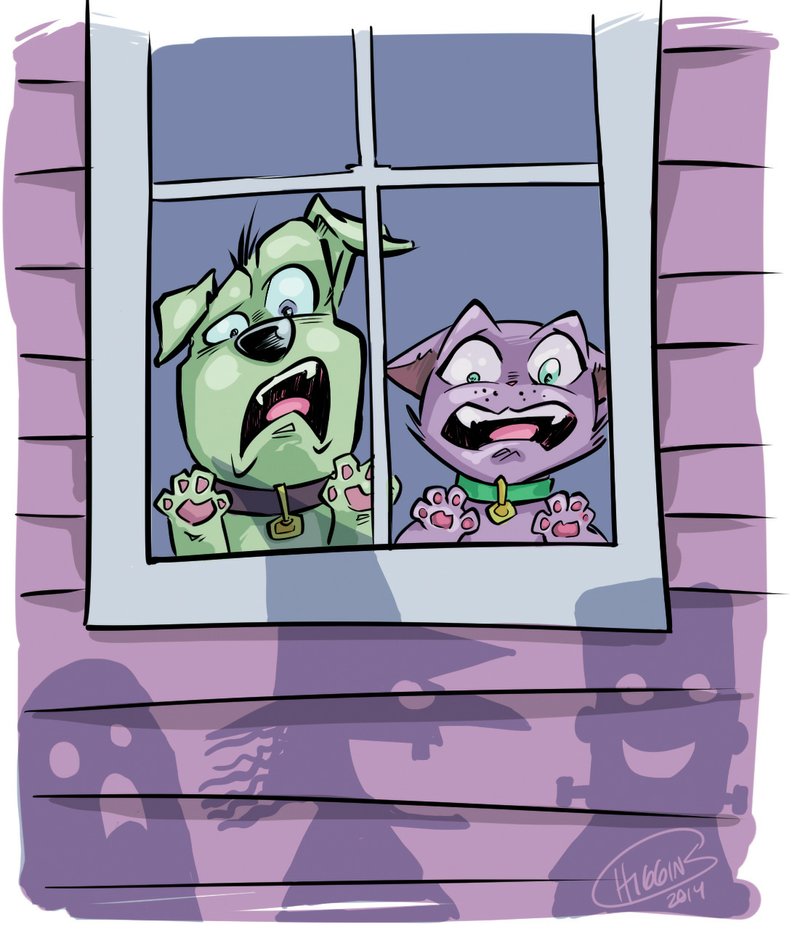 Arkansas Democrat-Gazette Halloween pet illustration.
