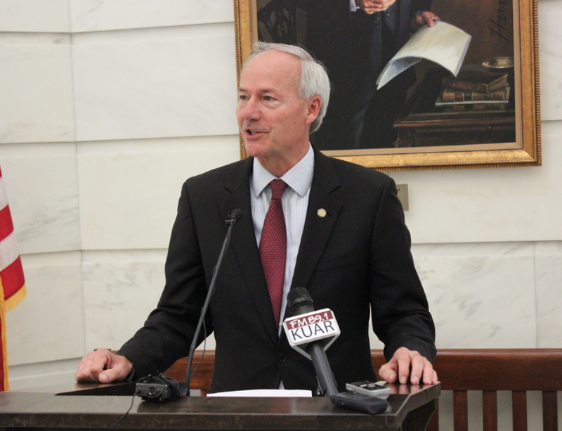 Gov.-elect Asa Hutchinson speaks Thursday at a news conference at the state Capitol.