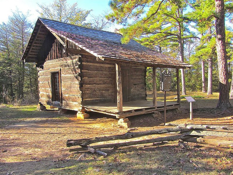 The meeting point for Sunday’s 9 a.m. Cool Rocks on Cedar Creek program at Petit Jean State Park is the Old Pioneer Cabin, built in 1845.