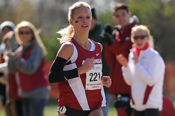 Arkansas' Dominique Scott (221) nears the finish during the NCAA Cross Country South Central Regional Friday, Nov. 14, 2014, at Agri Park in Fayetteville.