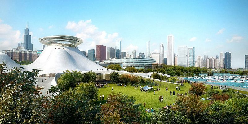 Special to the Democrat-Gazette/LUCAS MUSEUM OF NARRATIVE ART...An architectural rendering shows the planned Lucas Museum of Narrative Art in Chicago. The museum, scheduled to open in 2018, has named Crystal Bridges Museum of American Art president Don Bacigalupi as its founding president. 