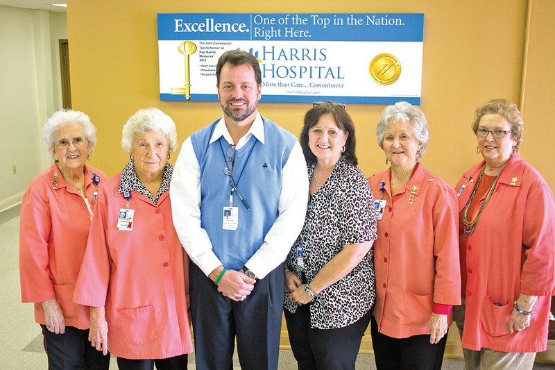 From left, Lamelda Fortenberry, Kathleen Hunter, CEO Robert Rupp, Margaret Goodman, Lena Manuel and Barbara Fields have helped Harris Hospital win awards this year.