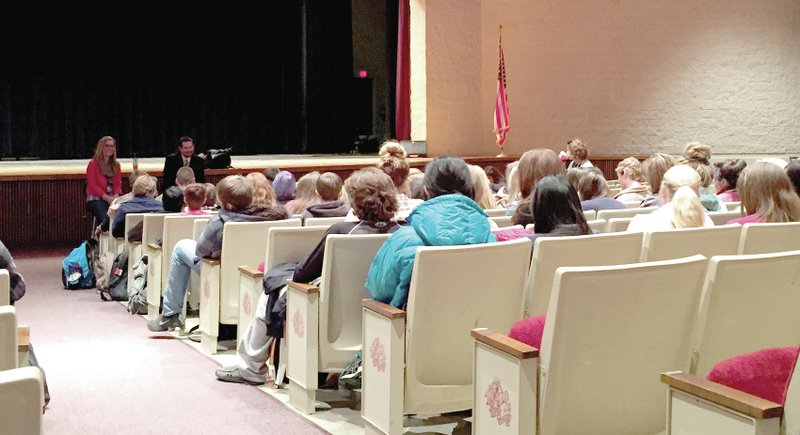 Submitted Photo Kendel Grooms of Campbell & Grooms, PLLC in Little Rock spoke with the English III students about the Salem Witch Trials, injustice and the current legal system. This town-hall style forum was a culmination activity for the students who just finished reading The Crucible, a true American story of injustice.