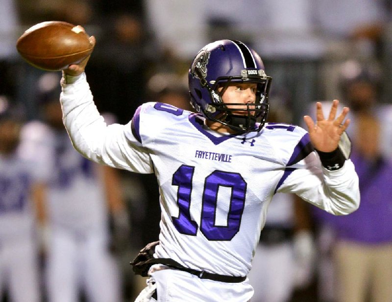 Fayetteville sophomore quarterback Taylor Powell has completed 129 of 220 passes for 1,985 yards with 15 touchdowns and 6 interceptions this season while leading the Bulldogs to the Class 7A semifinals.