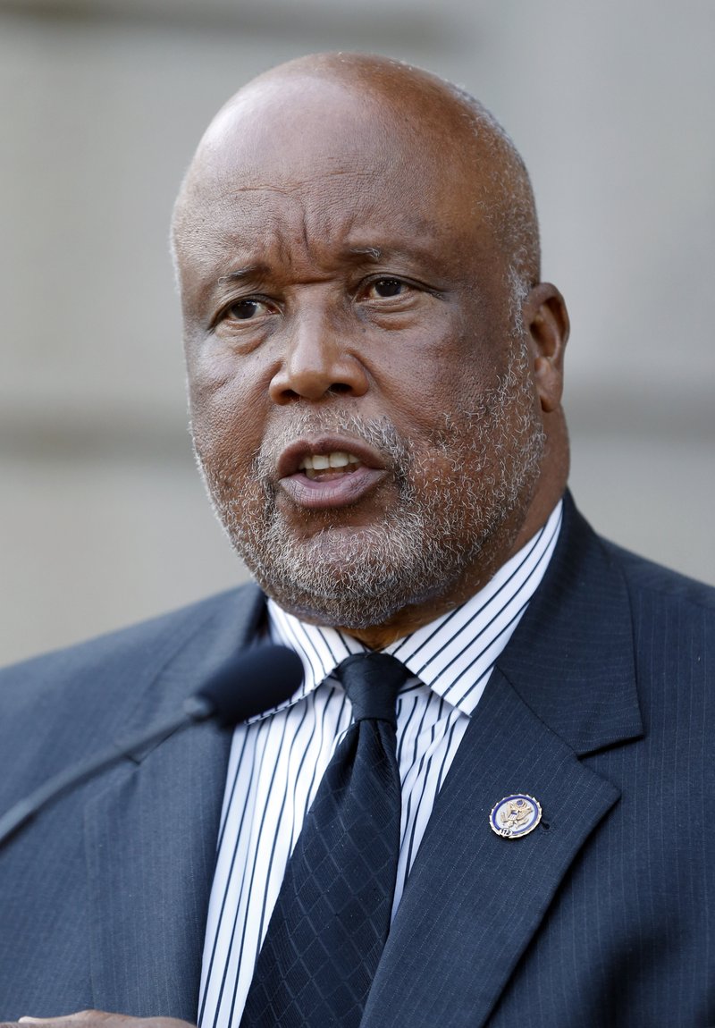 This is a Oct. 30, 2014, file photo shows Rep. Bennie Thompson, D- Miss.,  as he speaks in Jackson, Miss. Several members of the Congressional Black Caucus, including Thompson, are urging the Obama administration to withhold federal recognition of the Pamunkey tribe in southeast Virginia  because of its history of banning intermarriage with blacks.