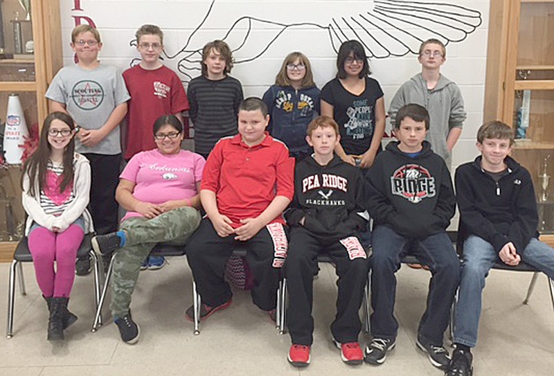 Photographs submitted Seventh-grade Blackhawk Pride students included, front from left: 7th Grade Keera Todd, Michelle Alas, Kyle Hall, Zach Woods, Brendan Hardy and Parker Rickard; and back, from left: Jeffrey Wall, Holden O&#8217;Neal, Chandler Woodie, Alicia Bowker, Guardina Gibson and Kevin Farrar.