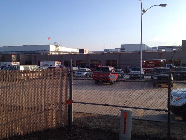 At least three ambulances were on scene following reports of a hazardous material release at the Tyson Chick N Quick plant in Rogers.