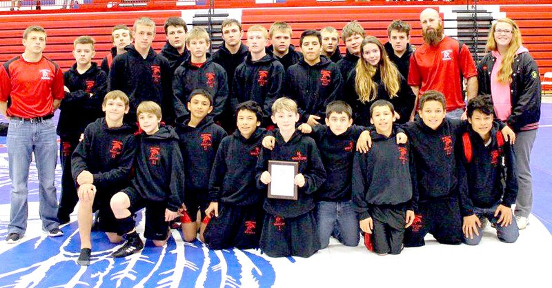 COURTESY PHOTO The McDonald County Junior High Wrestling team took second place at the Seneca Junior High Wrestling Tournament held Dec. 6.