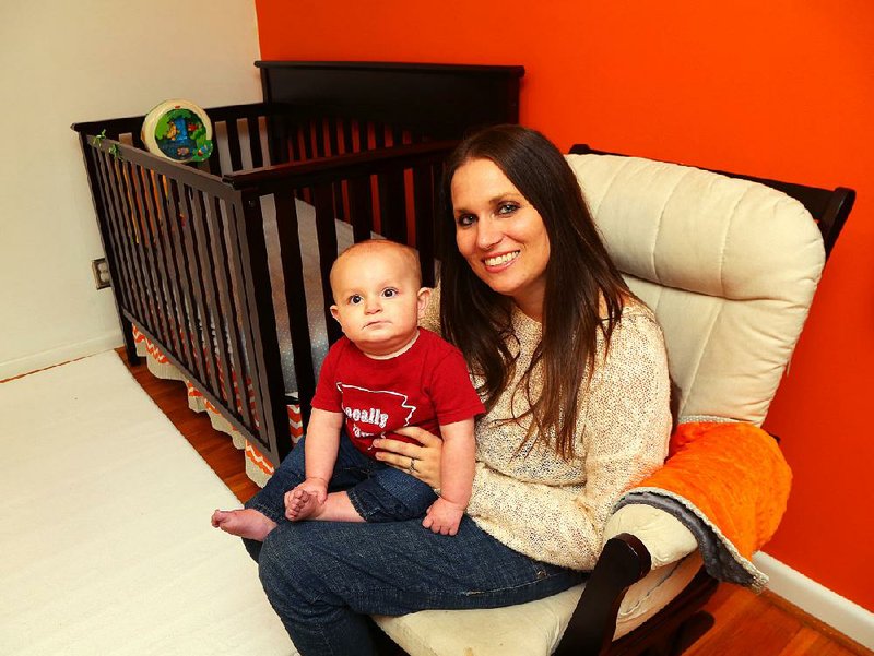Kristin Stuart with her son Ben in his room, the favorite space in her Little Rock home.