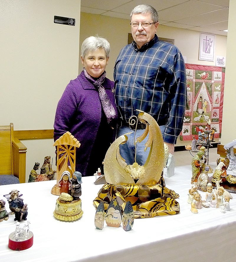 Lynn Atkins/The Weekly Vista Pat and Mark Kirby have over 600 nativities from all over the world. They come in all shapes and sizes and materials. Many were on display at Forrest Hills Church for the One Starry Night open house last Sunday.