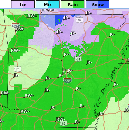 This screenshot from a National Weather Service map shows expected conditions at 5 a.m. Thursday.