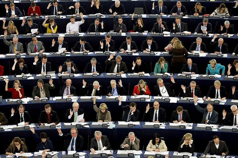 Members of the European Parliament vote Wednesday in Strasbourg, France, to support “in principle” the recognition of Palestinian statehood. 