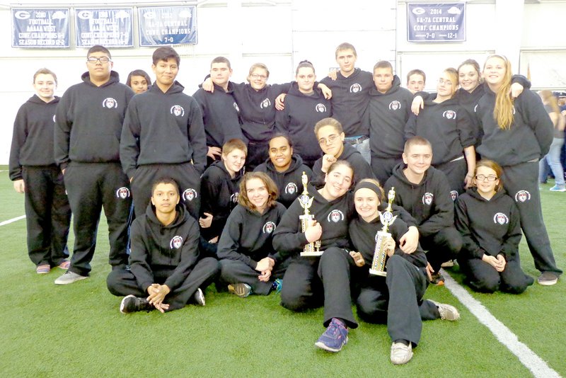 COURTESY PHOTO The McDonald County High School JROTC Drill Team earned a pair of third places at a competition held Dec. 13 at Greenwood (Arkansas) High School.