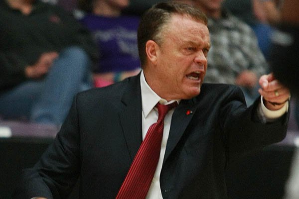 Southeast Missouri head coach Dickey Nutt reacts during a game against Central Arkansas on Monday, Dec. 5, 2011 at the Farris Center in Conway. 