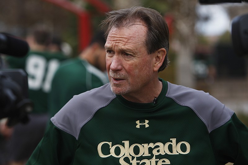 The Associated Press FILLING IN: Colorado State interim head coach Dave Baldwin talks to the media after practice Wednesday in Las Vegas, where the Rams face Utah in a bowl game Saturday. Baldwin replaces Jim McElwain, who resigned to become head coach at Florida.