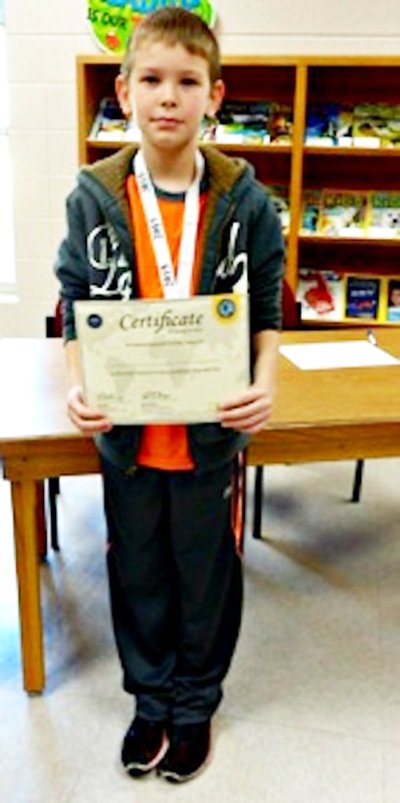 Submitted photo GEO CHAMP: Cutter Morning Star fifth-grader Ethan Stevens won the school's geographic bee on Dec. 10 to advance to the next step in the 27th annual National Geographic Bee.
