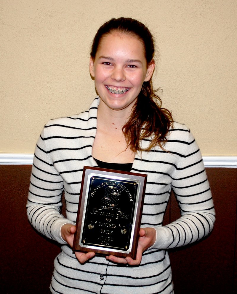 Graham Thomas/Siloam Sunday Siloam Springs junior golfer Amanda Glass earned the Panther Pride award for the 2014 season along with having the lowest scoring average for the high school girls team.