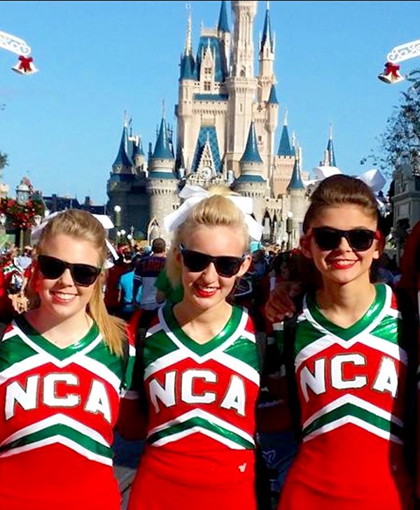 Cheerleaders take part in 31st Disney parade
