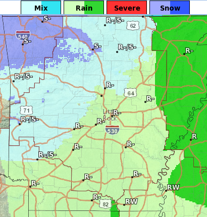 This screenshot from the National Weather Service site shows expected conditions across the state at 3 a.m. Wednesday.