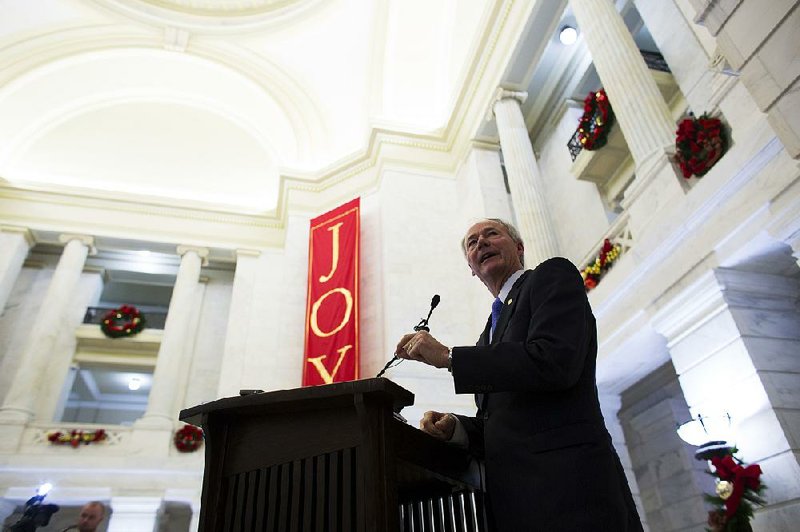 Arkansas Democrat-Gazette/MELISSA SUE GERRITS - 12/22/2014 - Governor Elect Asa Hutchinson speaks to media about his upcoming term at the State Capitol December 22, 2014. 