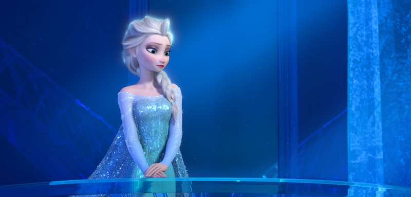 This image provided by Disney shows a teenage Elsa the Snow Queen, voiced by Idina Menzel, in a scene from the animated feature "Frozen." Although the animated film opened late in 2013, the story of Elsa, Anna, Olaf, Kristoff and Sven easily outpaced other vote-getters like “Sherlock” star Benedict Cumberbatch, TV guru Shonda Rimes, musicians Beyonce and Pharrell Williams for entertainer of the year. "Frozen" has earned Disney more than $1.27 billion at the box office worldwide, becoming the most successful animated movie of all time. Its signature song “Let It Go” won an Oscar and a national touring live version on ice has been a huge draw. (AP Photo/Disney)