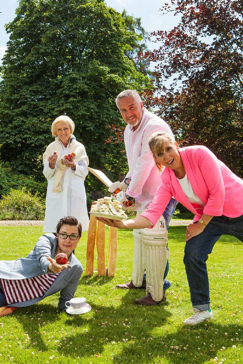 GBBO 5 Final
PBS
The Great British Baking Show
L-R: Host Sue Perkins, judge Mary Berry, judge Paul Hollywood and host Mel Giedroyc.