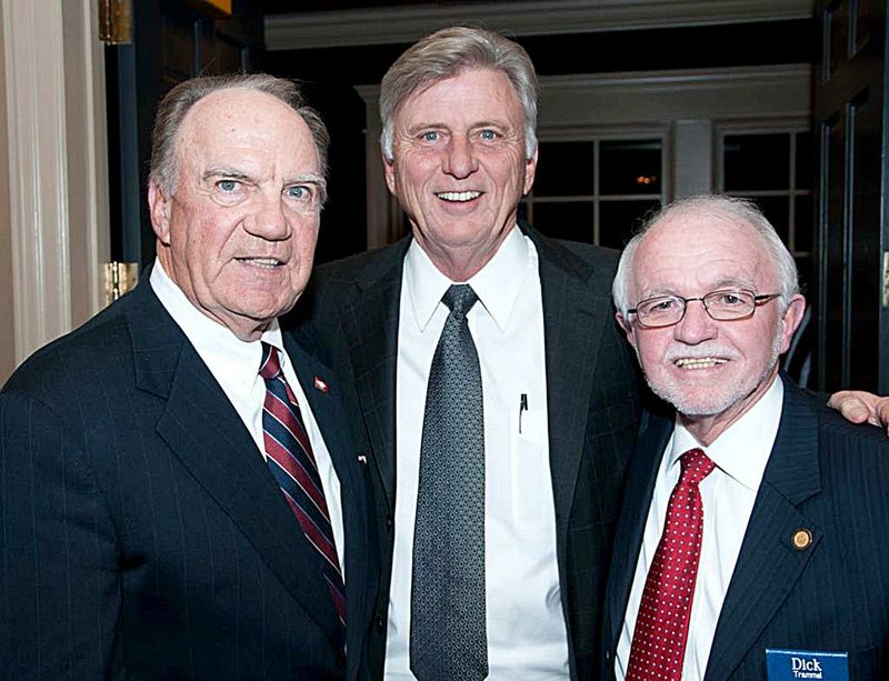 On Wednesday, term-limited Democrat Gov. Mike Beebe (center) appointed state Supreme Court Justice Cliff Hoofman (left) of Enola to the Arkansas Court of Appeals to finish the term for Judge Rhonda Wood.