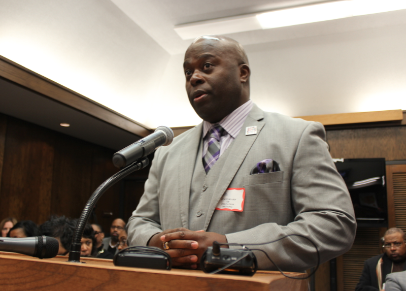Little Rock School District Superintendent Dexter Suggs speaks at a meeting of the state Board of Education's Special Committee on Academic Distress on Wednesday.