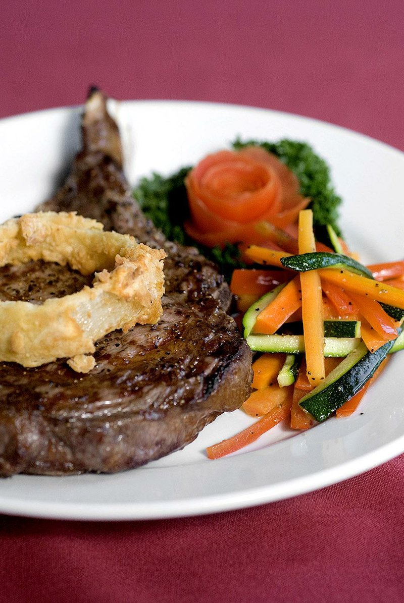 The menu at Riverfront Steakhouse includes a bone-in prime rib.