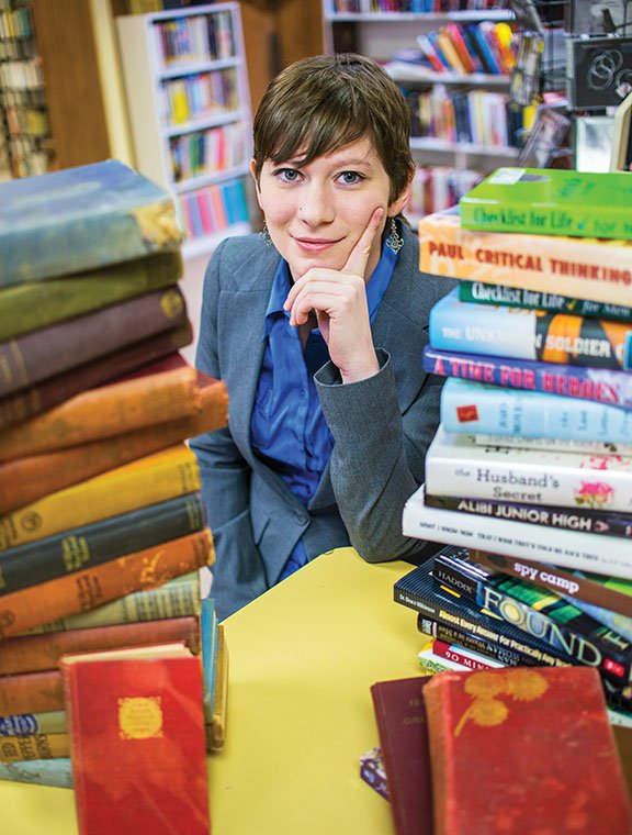 White County Literacy Council Director Amanda Partridge sits in the Second Time Around
Bookstore that helps to promote reading by offering hundreds of books from donations to the community.