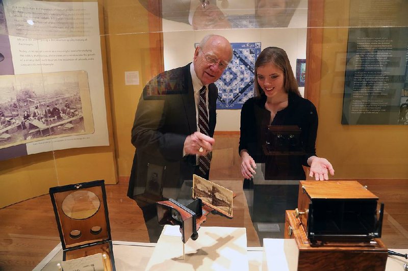 Arkansas Democrat-Gazette/JOHN SYKES JR. - “Capturing Early Arkansas in Depth: The Stereoview Collection of Allan Gates” which opened Dec. 12 at the Historic Arkansas Museum and runs through April 5 of next year. It includes Victorian-era, locally-produced stereoscopic photography collected by local lawyer Allan Gates (left) and curated by Hattie Felton, a UALR graduate student.