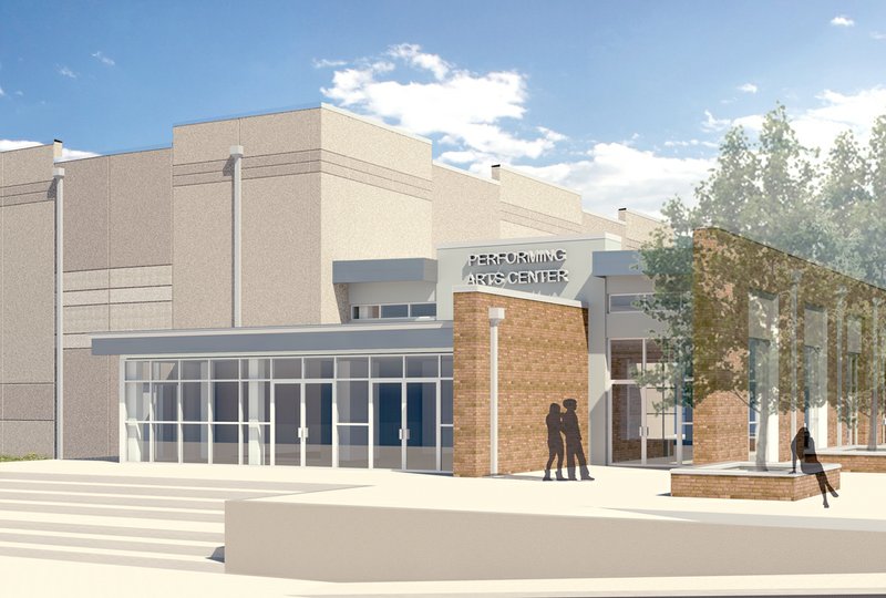 COURTESY OF THE MCDONALD COUNTY SCHOOL DISTRICT An architect&#8217;s drawing of a performing arts center to be constructed at McDonald County High School.