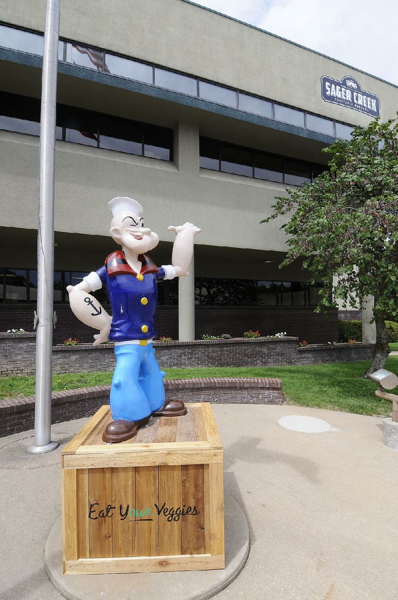 This refurbished statue of Popeye has been moved from Springdale to Siloam Springs, where it bravely faces the powerful kale lobby.