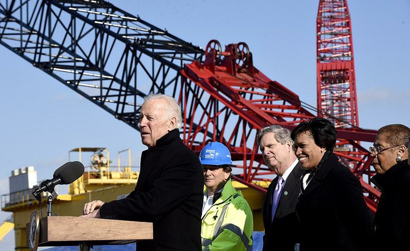 Vice President Joe Biden visits a water tunnel project Friday in Washington, along with (from left) D.C. Water general manager George Hawkins, Agriculture Secretary Tom Vilsack and Washington Mayor Muriel Bowser. 