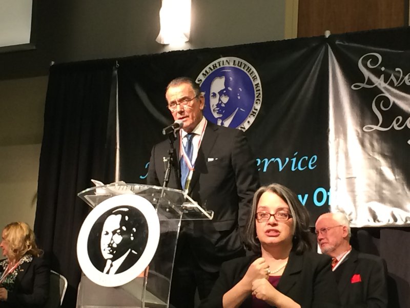 Actor Eric Braeden, known for his role as Victor Newman on <em>The Young and The Restless,</em> served as the keynote speaker at the Martin Luther King Jr. Commission's event celebrating Martin Luther King Jr. Day on Monday in Benton. 