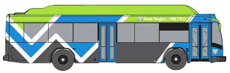 An artist’s rendering shows the new name and paint scheme for Central Arkansas Transit Authority buses. The change was approved by the board of directors Tuesday. 