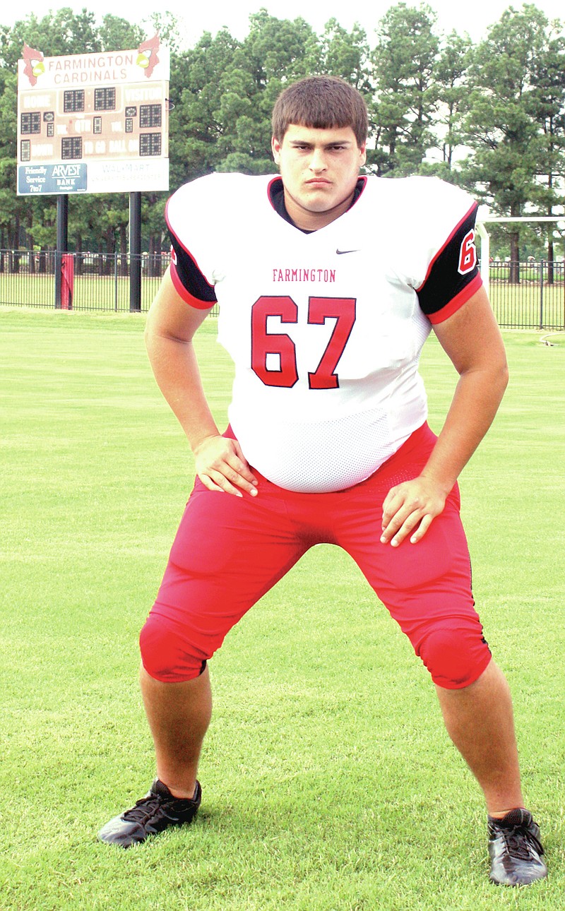 MARK HUMPHREY ENTERPRISE-LEADER Michael Ryan, a 2014 FHS graduate, labored in the off-season weight room bulking up for his senior season and increasing his strength to go with good footwork.