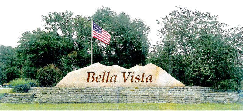 Courtesy of the POA This rendering shows the proposed entrance sign that would adorn U.S. 71 near both the north and south entrances to Bella Vista. The Bella Vista City Council approved plans to build the sign last fall. The Property Owners Association Board of Directors decided to remove the old welcome signs in April due to severe deterioration.
