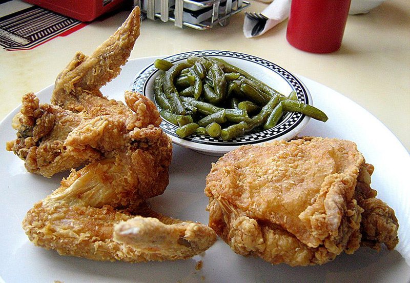 A three-piece fried chicken dinner at Gail’s Diner in North Little Rock is served with two wings and a thigh. 