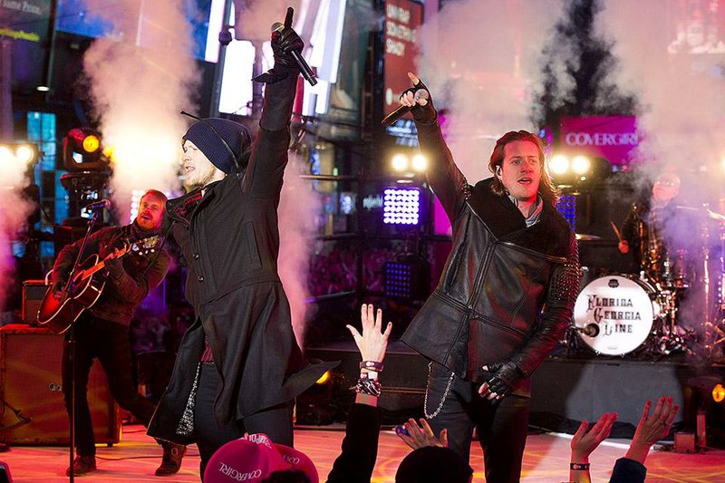 Brian Kelley (left) and Tyler Hubbard of Florida Georgia Line ring in 2015 in New York’s Times Square as part of the lineup of Dick Clark’s New Year’s Rockin Eve With Ryan Seacrest. 