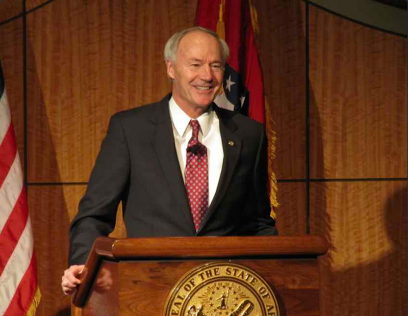 Gov. Asa Hutchinson speaks Thursday at UAMS, where he said he wants to see the state's private-option Medicaid expansion reauthorized through 2016.