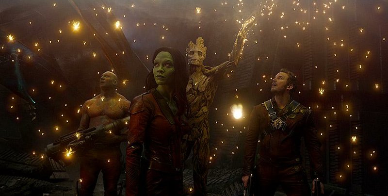 Marvel's Guardians Of The Galaxy

L to R: Drax the Destroyer (Dave Bautista), Gamora (Zoe Saldana), Groot (voiced by Vin Diesel) and Peter Quill/Star-Lord (Chris Pratt)

Ph: Film Frame

©Marvel 2014