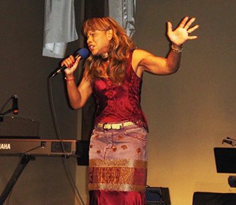 Submitted photo SINGING PRAISES: Performer Petrella sings during a past year's Praise and Raise Lupus Gospel Concert. This year, the concert will be held at 6 p.m. April 25 in First Lutheran Church's Family Life Center, 105 Village Road. The foundation is now seeking participants.