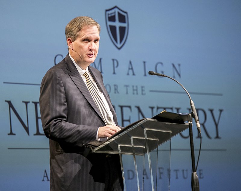 Photo submitted Chip Pollard, John Brown University president, announced JBU&#8217;s $125 Million Campaign for The Next Century on Wednesday morning at the Berry Performing Arts Center.