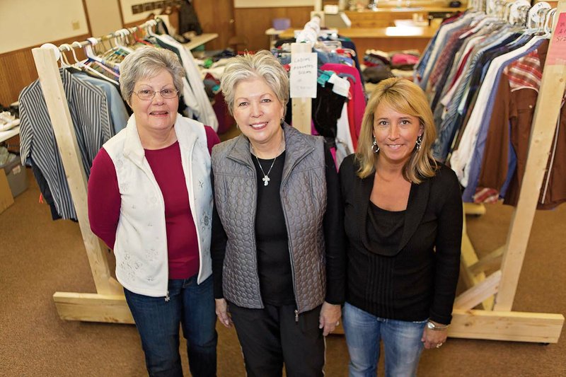 The Friendship Clothes Closet ministry committee includes Dorothy Barnes, from left, Becky Reynolds and Jonie Mallett. The clothing, in sizes from infants to adults, is given away from 2-5 p.m. the first and third Mondays of each month at Friendship Baptist Church, 170 Cash Springs Road in the Republican community. The project started in October, and committee members said they want to get the word out to help more families.